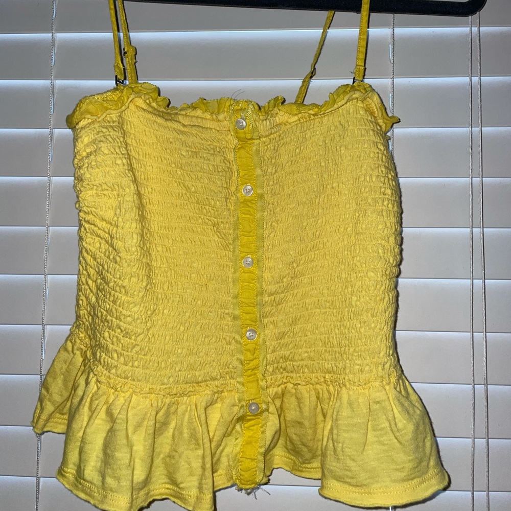 Abercrombie & Fitch yellow ruffle crop top blouse